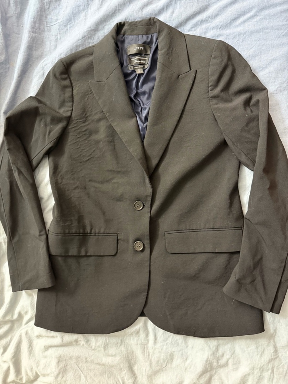 J.Crew Sommerset Blazer Size 6 Black Italian Stretch Wool Tollegno 1900